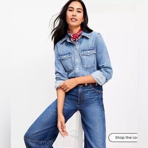 NWT Loft Denim Seamed Western Shirt